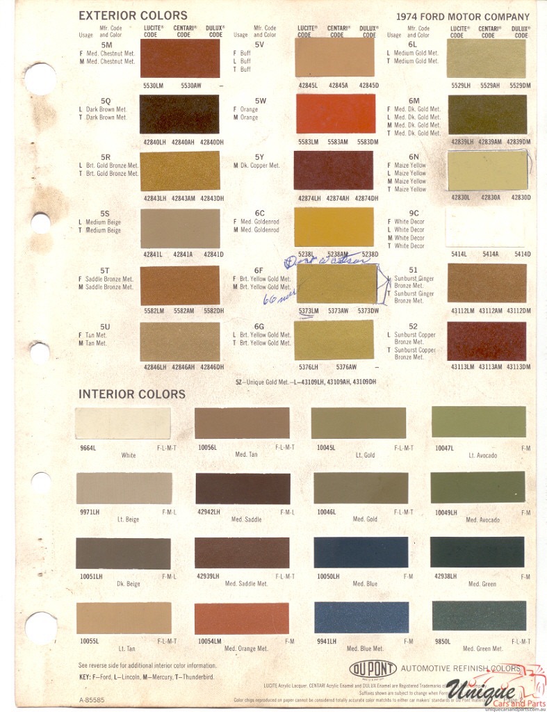1974 Ford Paint Charts DuPont 2